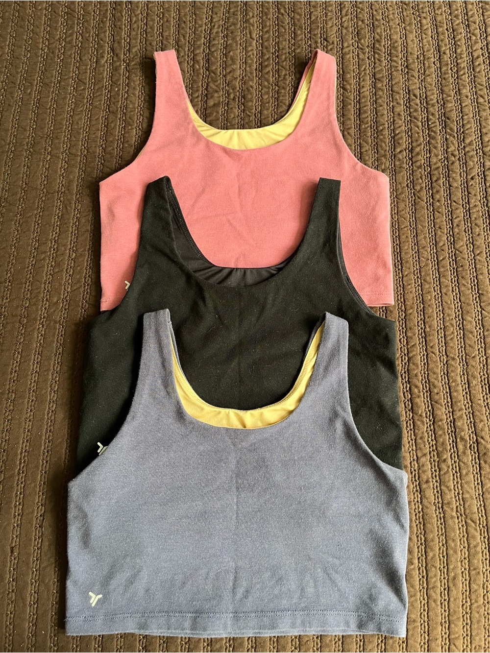 Old Navy Kids Tank Tops Pink, Black, Blue with Yellow Lining (3-Pack)